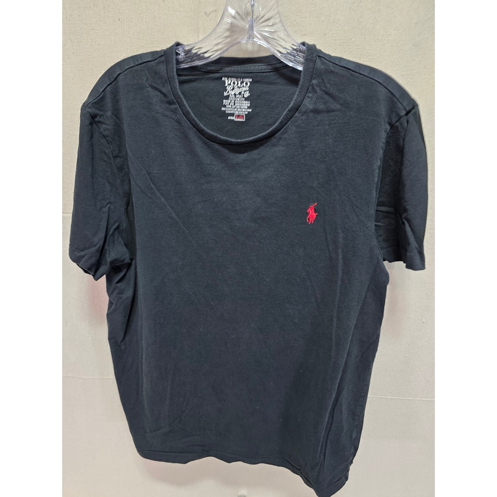 Polo Ralph Lauren Mens Custom Fit Crew Neck T-Shirt Black Red Pony Logo Large